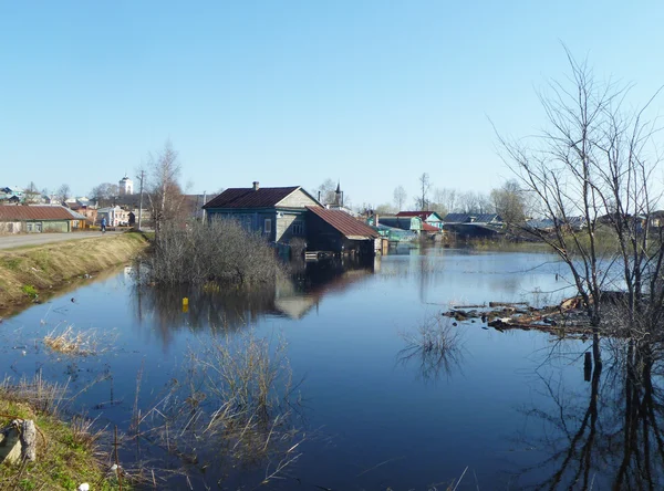 Inundación primaveral en terreno rural —  Fotos de Stock