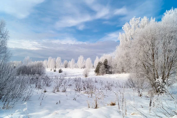 Rural Landscape Winter Length Time Background Blue Sky Cloud Natural — Stock Photo, Image