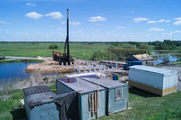 Construction Bridge River Summer Landscape River Countryside — Stock Photo, Image