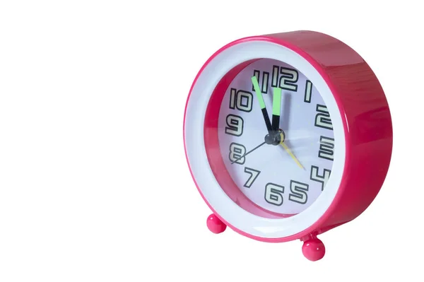 Relógio Rosa Isolado Fundo Branco Objeto Mecânico Com Mostrador — Fotografia de Stock
