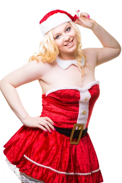 Krásné sexy santa dívka, která nosí santa claus oblečení — Stock fotografie