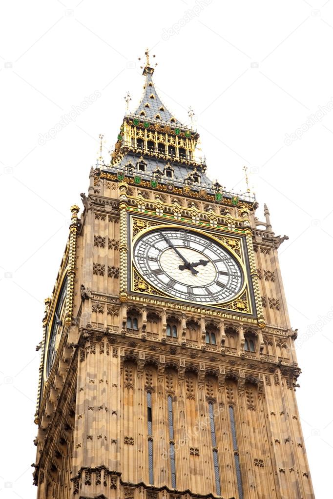 Tower Big Ben on isolated white background