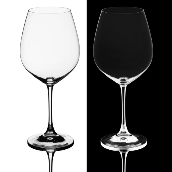 Two wine glasses on black and white — Stock Photo, Image