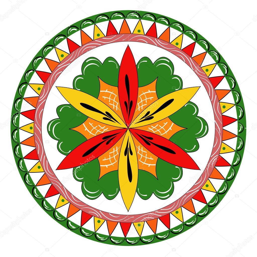 Russian traditional ornament with flowers of Severodvinsk region