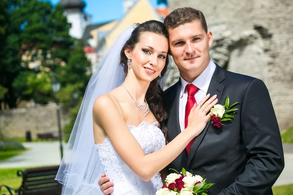 Beautiful bride with groom — Stock Photo, Image