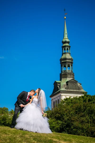 เจ้าสาวที่สวยงามกับเจ้าบ่าว — ภาพถ่ายสต็อก