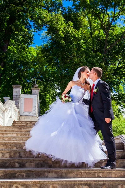 Schöne Braut mit Bräutigam — Stockfoto