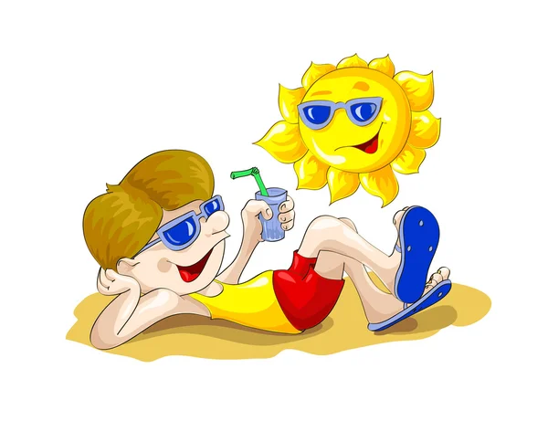 Sol y verano — Vector de stock