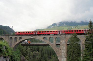 Swiss bridge and the Rhaetian Railway clipart