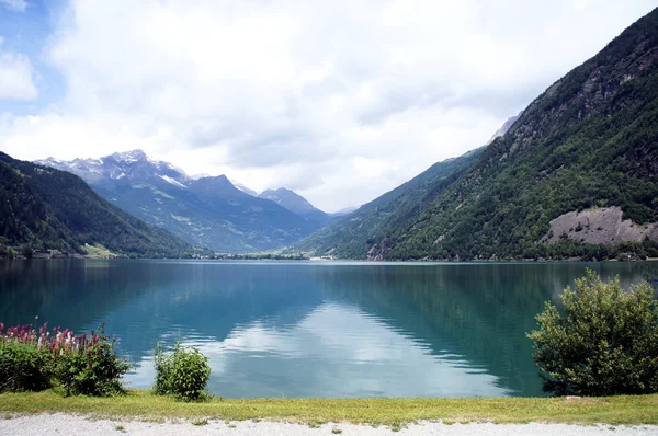 Reflexion im See poschiavo — Stockfoto