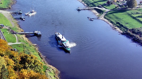 Saxon steamer on the Elbe River — Stock Photo, Image