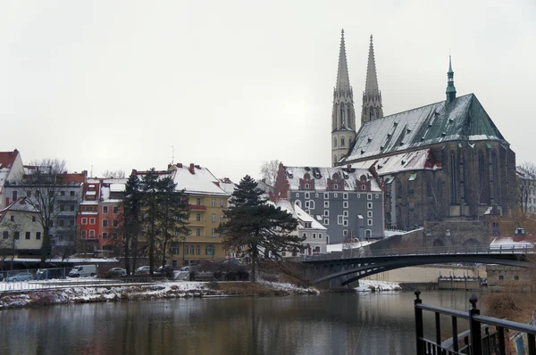 Kyrkan och gamla staden goerlitz, Tyskland — Stockfoto