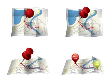 gps simgeleri ve rota şehir haritası