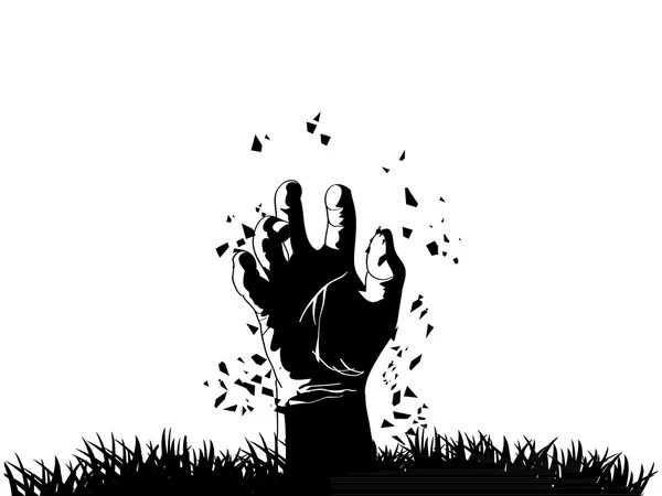 Zombie mano saliendo de la tumba — Vector de stock