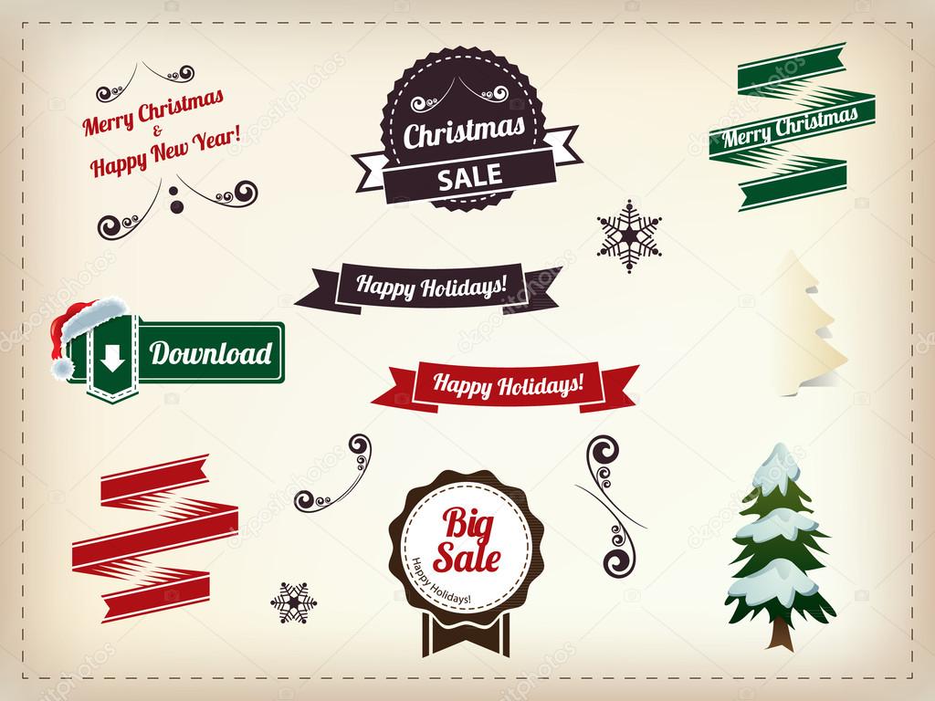 Christmas decoration collection - Set of calligraphic and typogr