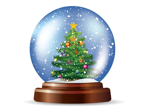 Snowglobe met kerstboom — Stockvector