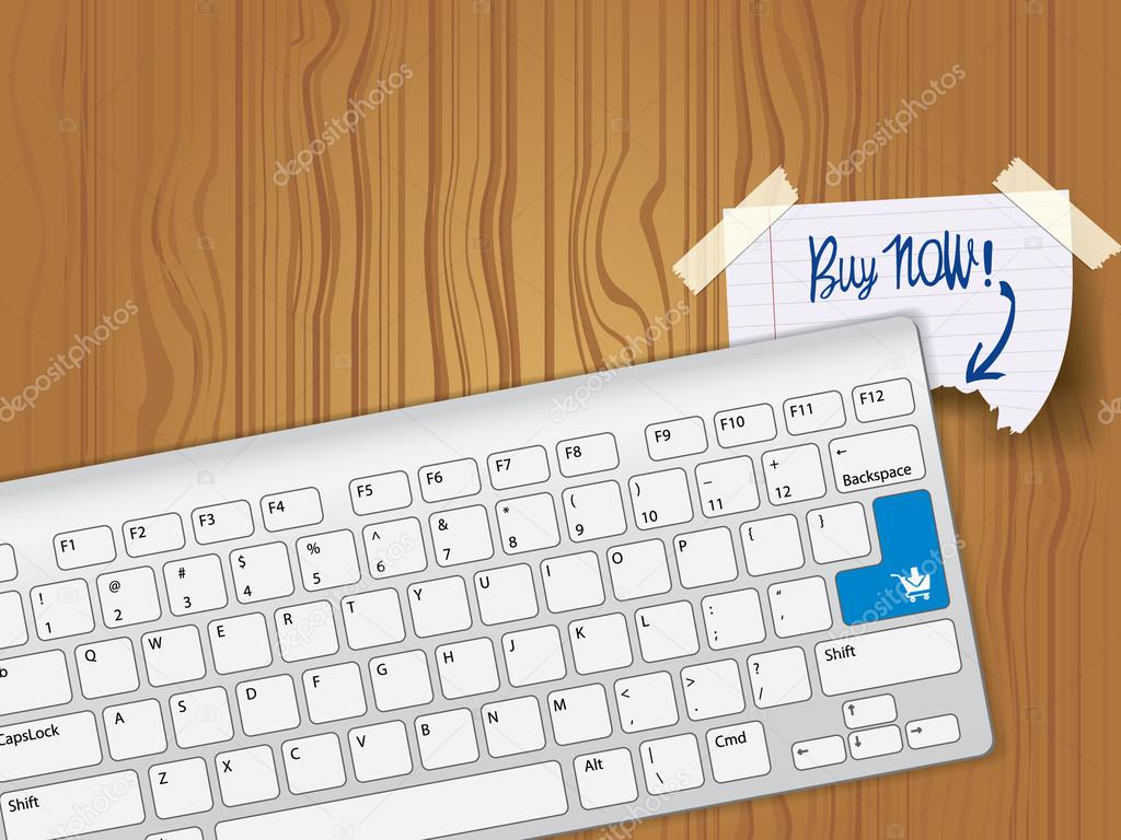 Buy now - blue key computer keyboard