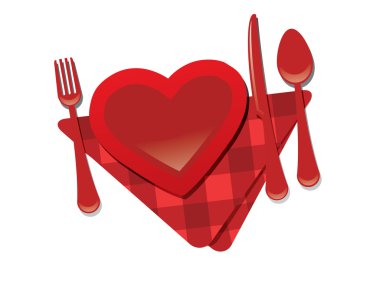 Çatal, kalp, bıçak - Sevgililer günü Restoran
