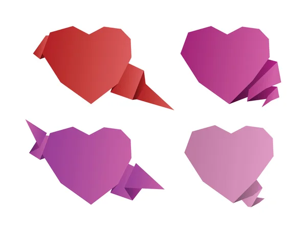 バレンタインデーの折り紙の心 — ストックベクタ