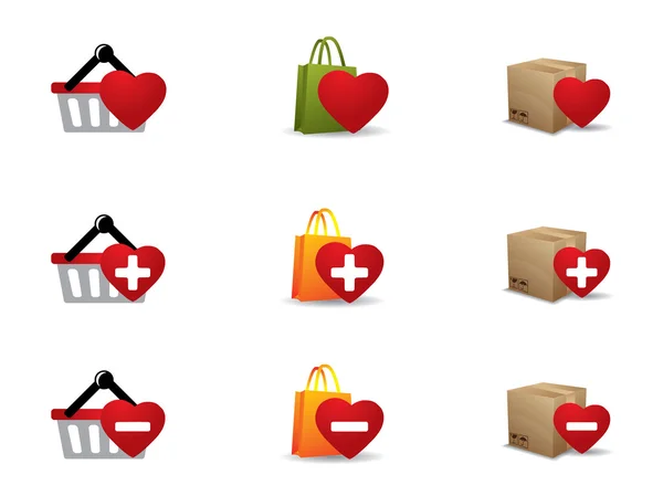 Valenintes day Shopping icons set — Stock Vector