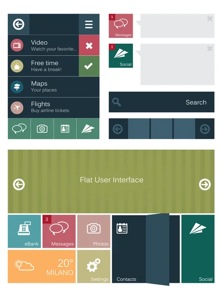 Elementos de interfaz de usuario plana — Archivo Imágenes Vectoriales