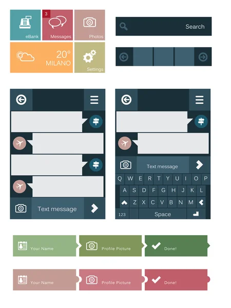 Éléments d'interface utilisateur plats — Image vectorielle