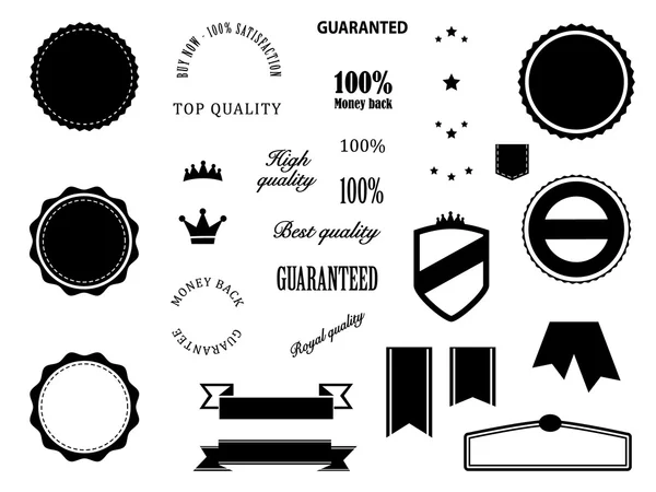 Retro premium kwaliteit en garantie badges elementen — Stockvector