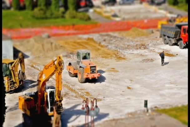 Timelapse bouw grond met zware machines — Stockvideo