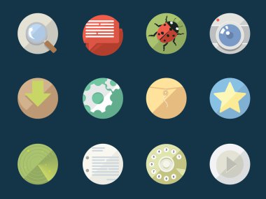 düz simgeler web ve mobil uygulamalar için yuvarlak