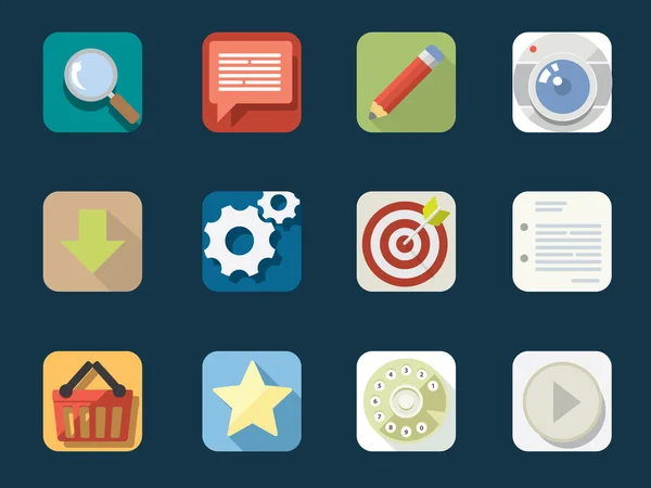 Icone piatte arrotondate per applicazioni Web e mobili — Vettoriale Stock