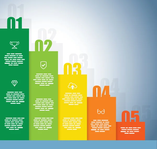 Gráfico ascendente con números en cada barra — Archivo Imágenes Vectoriales