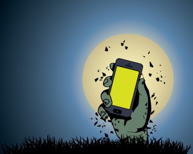 zombi el telefon tutarak ay ışığında