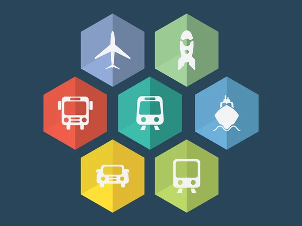 Iconos de transporte de diseño plano en formato vectorial editable — Vector de stock