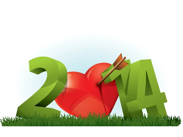 2014. rok miłości. serce typografii. Typografia 2014 miłości. — Wektor stockowy