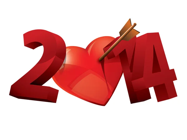2014. Year of love. Heart typography. 2014 love typography. — Stock Vector