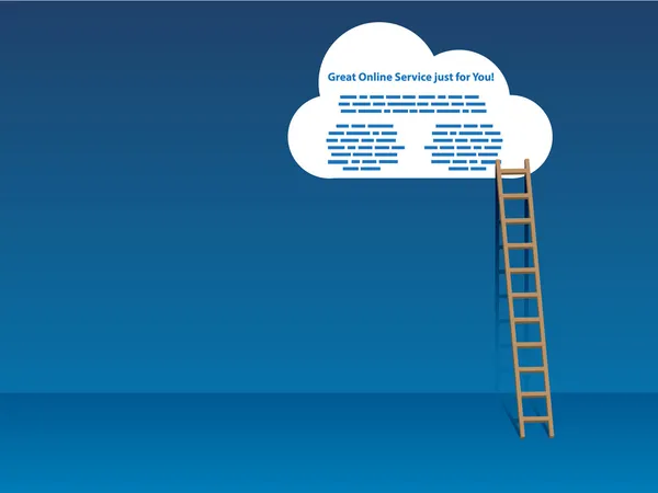 Wolk diensten met cloud en ladder — Stockvector