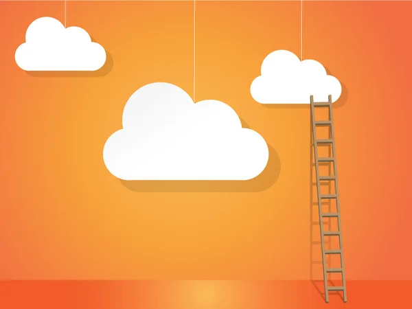 Cloud-Dienste mit Cloud und Leiter — Stockvektor