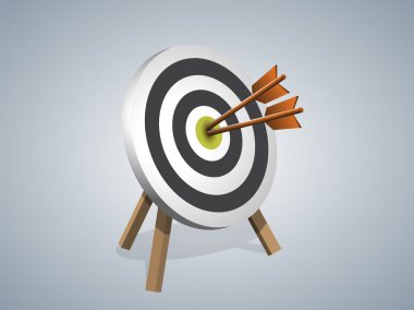 Arrows Hitting A Target, Vector illustration clipart