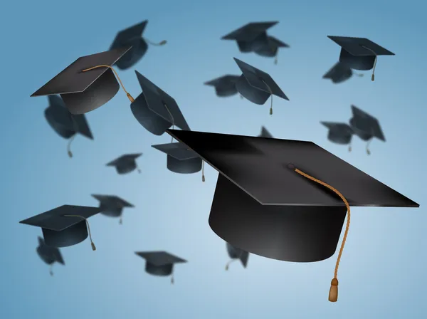 Plafonds de remise des diplômes jetés dans les airs — Image vectorielle