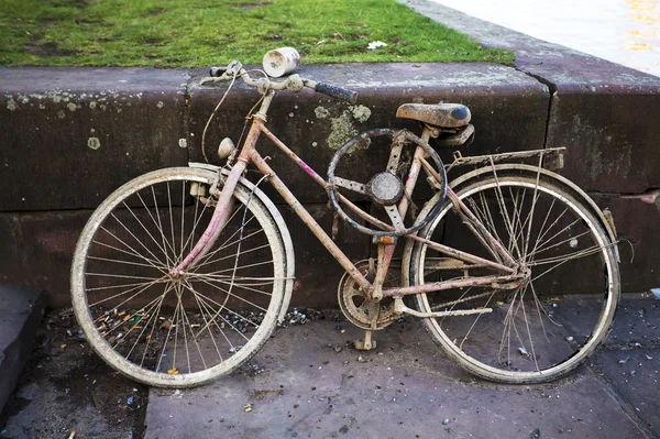 Vieja bicicleta sucia rota —  Fotos de Stock