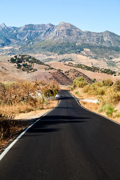 Asphalt road to Andalusian mountains — Stock Photo, Image