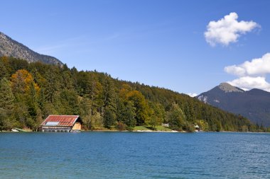 walchensee Orman Gölü ve sonbahar