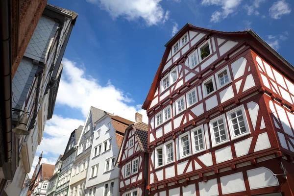 Vista sulle case tradizionali tedesche a Marburg — Foto Stock