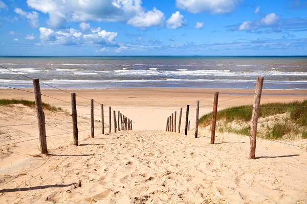 Caminho para a praia de areia pelo mar do Norte — Fotografia de Stock