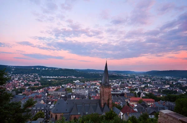 Paisagem urbana de Marburg ao pôr do sol — Fotografia de Stock