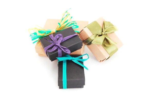 Colorful gift boxes over white background — Stock Photo, Image