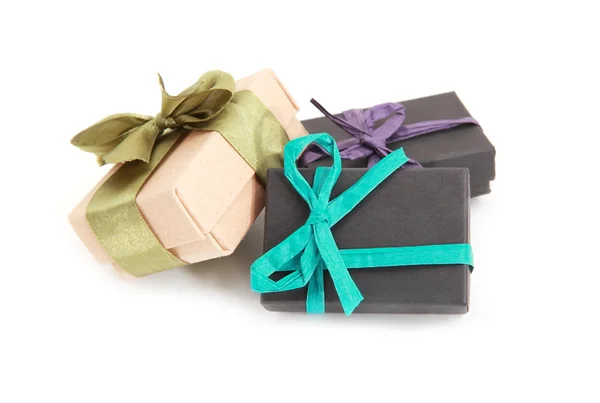 Decorated gift boxes over white — Stock Photo, Image