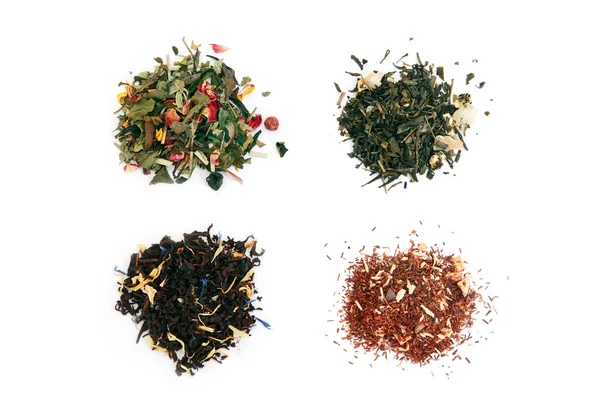 Белый, зеленый, черный и руибос чай — стоковое фото