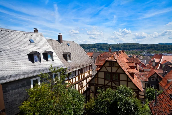 Vista sobre os telhados vermelhos na cidade de Marburg — Fotografia de Stock