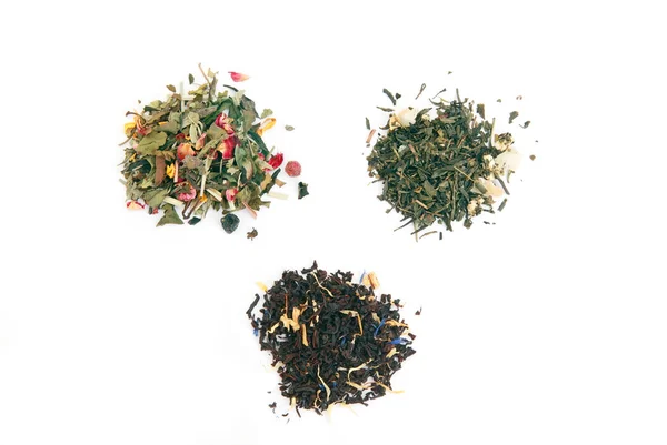 Different types of tea over white — Stock Photo, Image